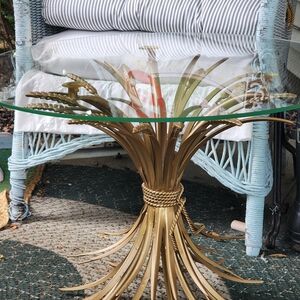 Gold Wheat Sheaf Glass Top Table